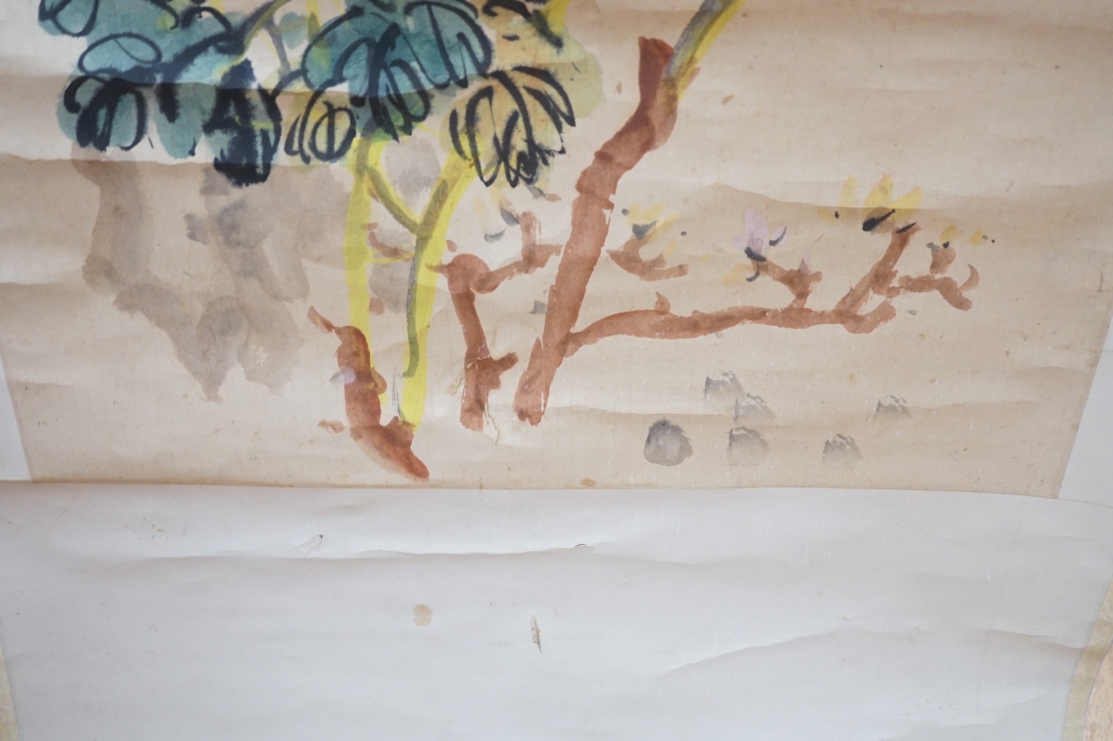 Ho Kok Hoe, watercolour scroll, The Flower Study, 1952